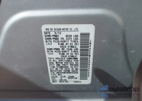 2013 Nissan Rogue Sv from USA, damaged, VIN JN8AS5MV9DW645996